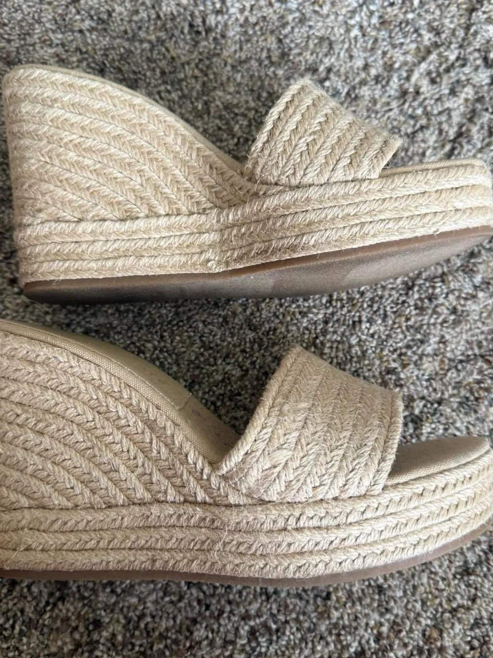 Altar’d State Neutral Beige Wedge Espadrille Slide Sandals 7